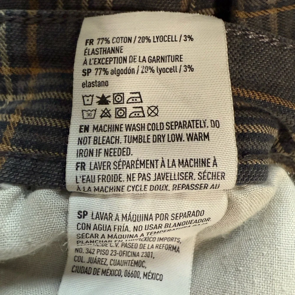 American Eagle Super Hi-Rise Plaid Jeggings Gray/Orange Size 00 Super Stretch